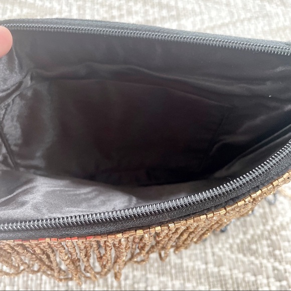 Metallic Fringe Zip Crossbody with Metal Chain - Picture 6 of 6